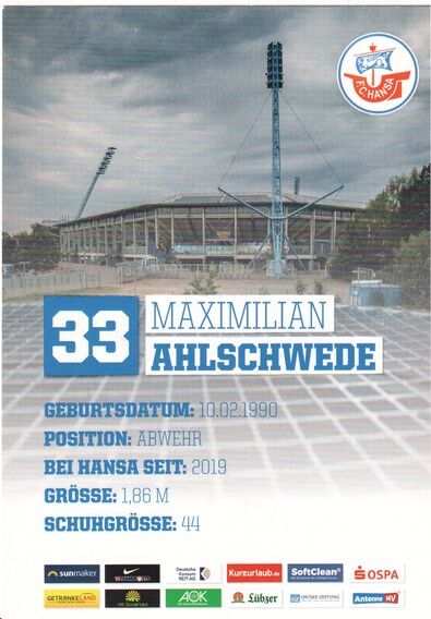 Autogramm Fussball | Hansa Rostock | 2019 | Maximilian AHLSCHWEDE