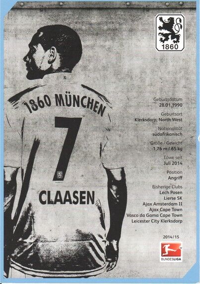 Autogramm Fussball | TSV 1860 München | 2014 | Daylon CLAASEN