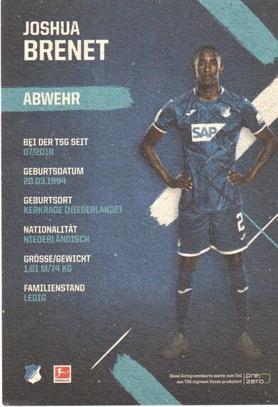Autogramm Fussball | TSG 1899 Hoffenheim | 2019 | Joshua BRENET