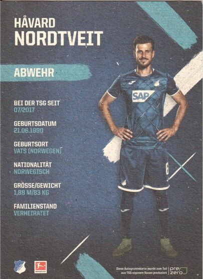 Autogramm Fussball | TSG 1899 Hoffenheim | 2019 | Havard NORDTVEIT