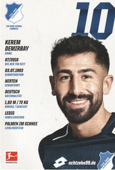 Autogramm Fussball | TSG 1899 Hoffenheim | 2017 | Kerem DEMIRBAY