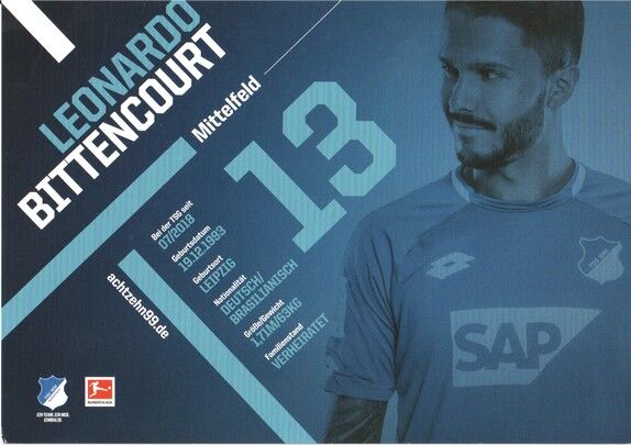 Autogramm Fussball | TSG 1899 Hoffenheim | 2018 | Leonardo BITTENCOURT