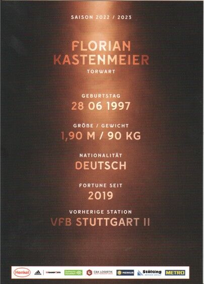 Autogramm Fussball | Fortuna Düsseldorf | 2022 | Florian KASTENMEIER