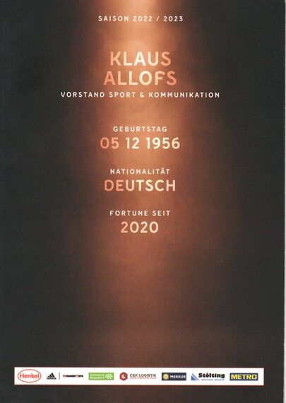 Autogramm Fussball | Fortuna Düsseldorf | 2022 | Klaus ALLOFS