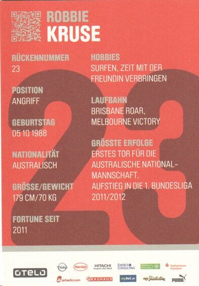 Autogramm Fussball | Fortuna Düsseldorf | 2012 | Robbie KRUSE