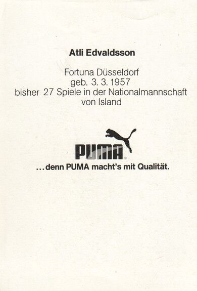 Autogramm Fussball | Fortuna Düsseldorf | 1981 | Atli EDVALDSSON