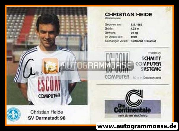 Autogramm Fussball | SV Darmstadt 98 | 1990 | Christian HEIDE