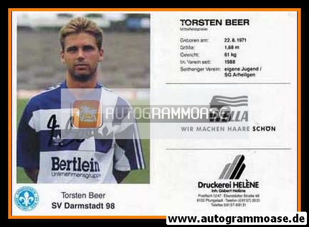 Autogramm Fussball | SV Darmstadt 98 | 1991 | Torsten BEER