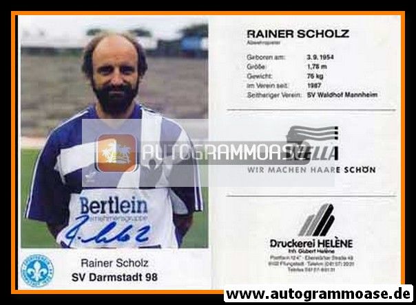 Autogramm Fussball | SV Darmstadt 98 | 1991 | Rainer SCHOLZ