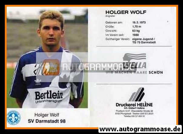 Autogramm Fussball | SV Darmstadt 98 | 1991 | Holger WOLF