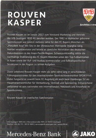 Autogramm Fussball | VfB Stuttgart | 2022 | Rouven KASPER