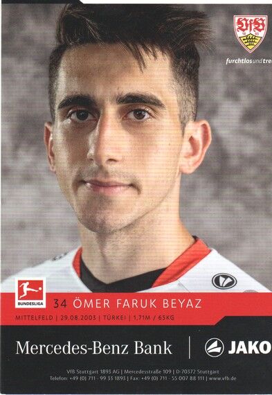 Autogramm Fussball | VfB Stuttgart | 2021 | Ömer FARUK BEYAZ