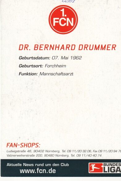 Autogramm Fussball | 1. FC Nürnberg | 2002 | Bernhard DRUMMER