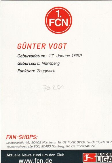 Autogramm Fussball | 1. FC Nürnberg | 2002 | Günter VOGT