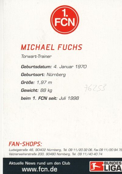 Autogramm Fussball | 1. FC Nürnberg | 2002 | Michael FUCHS