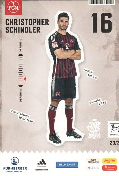 Autogramm Fussball | 1. FC Nürnberg | 2023 | Christopher SCHINDLER
