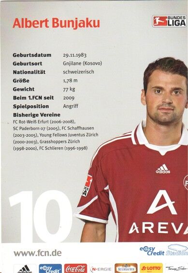 Autogramm Fussball | 1. FC Nürnberg | 2009 | Albert BUNJAKU 