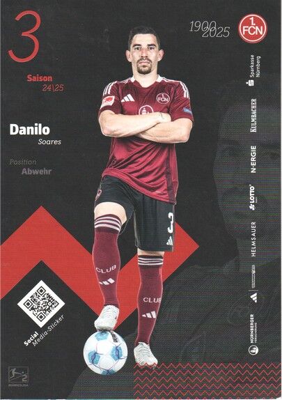 Autogramm Fussball | 1. FC Nürnberg | 2024 | Danilo SOARES