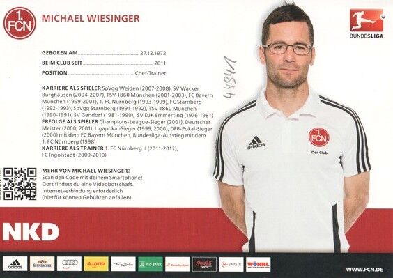 Autogramm Fussball | 1. FC Nürnberg | 2012 | Michael WIESINGER