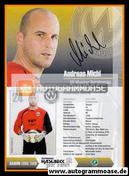 Autogramm Fussball | SV Wacker Burghausen | 2009 | Andreas MICHL