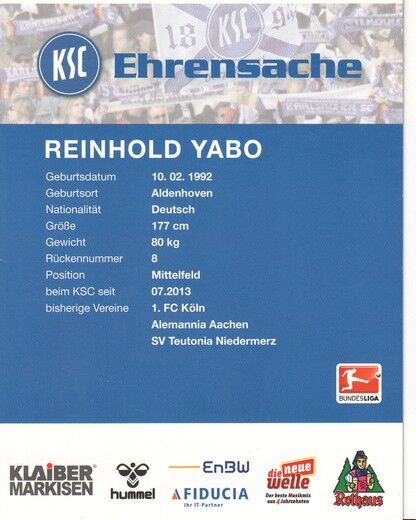 Autogramm Fussball | Karlsruher SC | 2013 | Reinhold YABO
