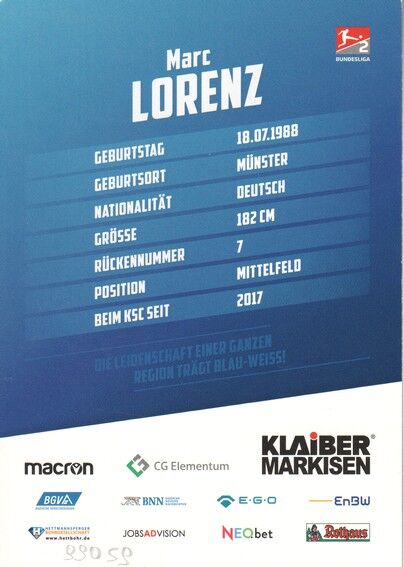 Autogramm Fussball | Karlsruher SC | 2020 | Marc LORENZ 