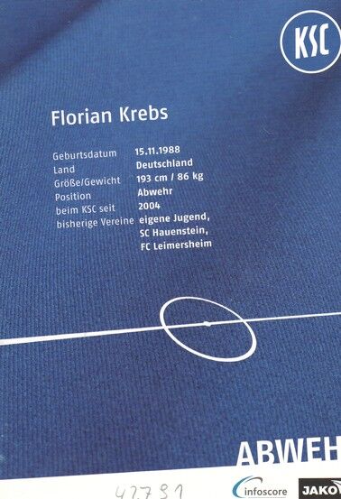Autogramm Fussball | Karlsruher SC II | 2008 | Florian KREBS