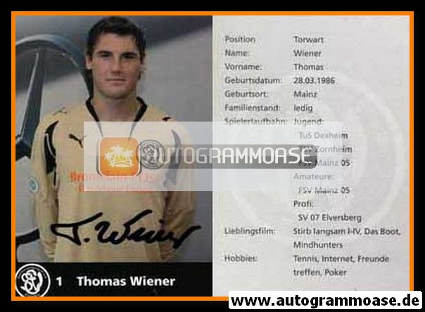 Autogramm Fussball | SV 07 Elversberg | 2007 | Thomas WIENER