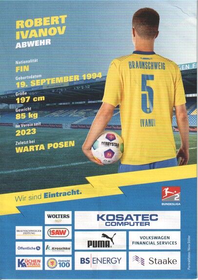 Autogramm Fussball | Eintracht Braunschweig | 2023 | Robert IVANOV
