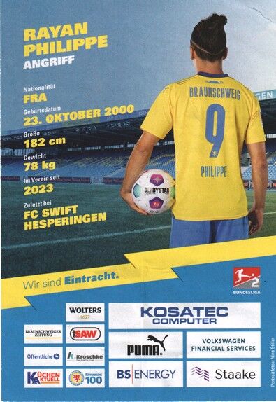 Autogramm Fussball | Eintracht Braunschweig | 2023 | Rayan PHILIPPE