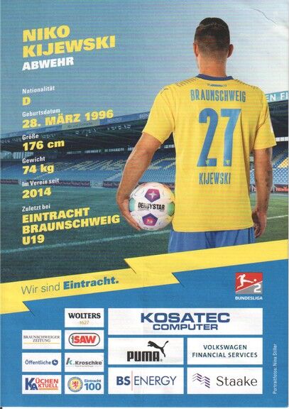 Autogramm Fussball | Eintracht Braunschweig | 2023 | Niko KIJEWSKI
