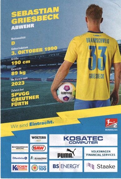 Autogramm Fussball | Eintracht Braunschweig | 2023 | Sebastian GRIESBECK