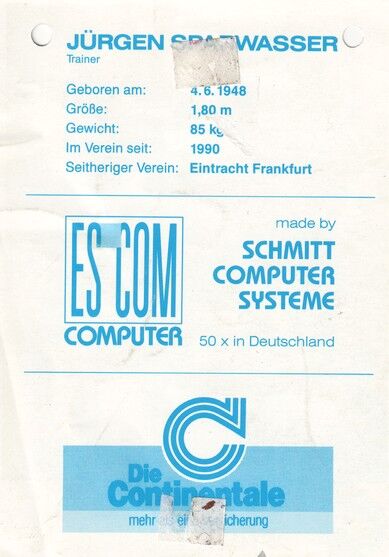 Autogramm Fussball | SV Darmstadt 98 | 1990 | Jürgen SPARWASSER _