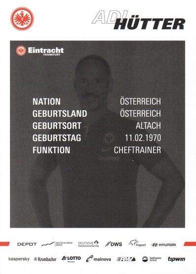 Autogramm Fussball | Eintracht Frankfurt | 2020 Druck | Adi HÜTTER