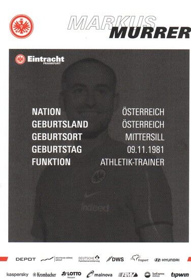 Autogramm Fussball | Eintracht Frankfurt | 2020 Druck | Markus MURRER
