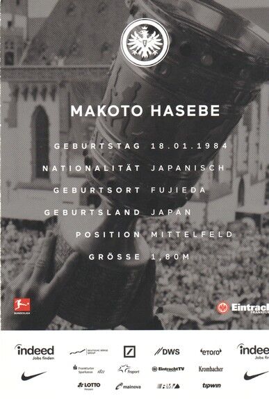 Autogramm Fussball | Eintracht Frankfurt | 2018 | Makoto HASEBE