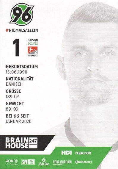Autogramm Fussball | Hannover 96 | 2021 | Martin HANSEN