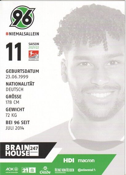 Autogramm Fussball | Hannover 96 | 2021 | Linton MAINA