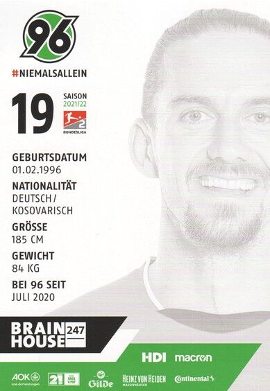 Autogramm Fussball | Hannover 96 | 2021 | Valmir SULEJMANI