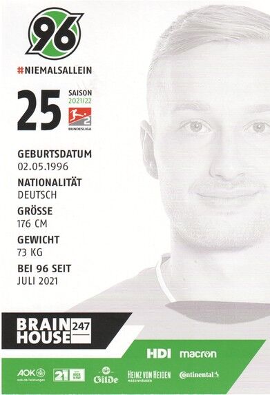 Autogramm Fussball | Hannover 96 | 2021 | Jannik DEHM