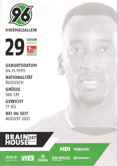 Autogramm Fussball | Hannover 96 | 2021 | Gael ONDOUA