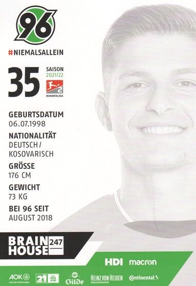 Autogramm Fussball | Hannover 96 | 2021 | Florent MUSLIJA