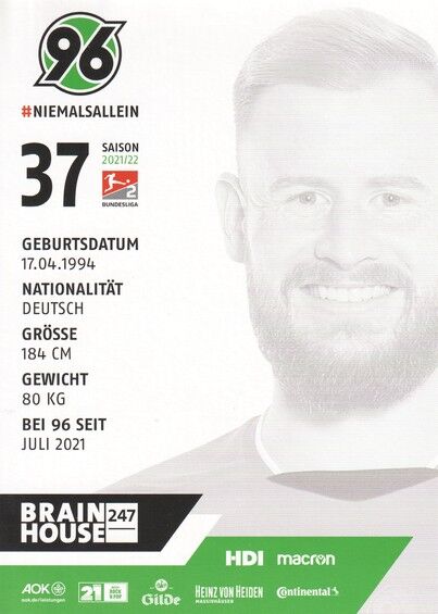 Autogramm Fussball | Hannover 96 | 2021 | Sebastian KERK