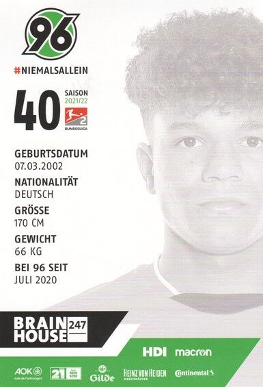 Autogramm Fussball | Hannover 96 | 2021 | Lawrence ENNALI