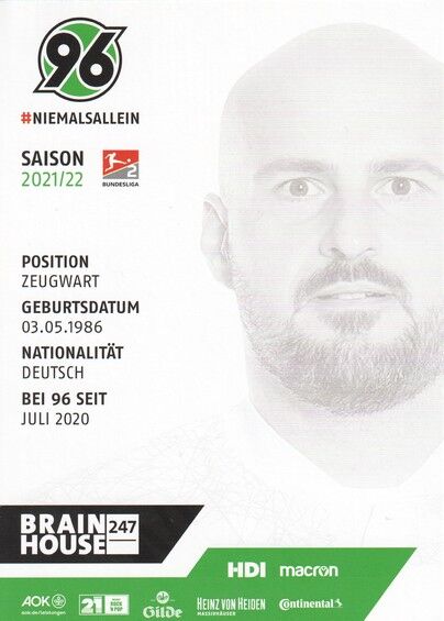 Autogramm Fussball | Hannover 96 | 2021 | Benjamin HAUPTMANN