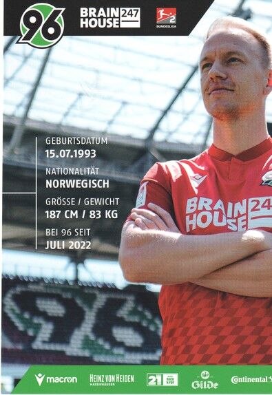 Autogramm Fussball | Hannover 96 | 2022 | Havard NIELSEN