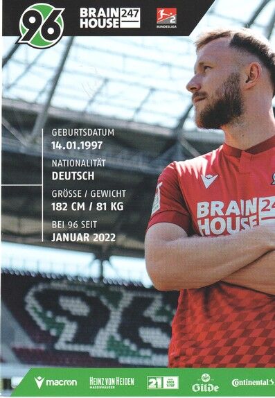 Autogramm Fussball | Hannover 96 | 2022 | Cedric TEUCHERT
