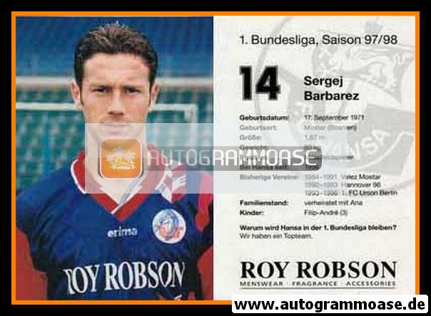 Autogramm Fussball | Hansa Rostock | 1997 | Sergej BARBAREZ 