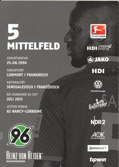 Autogramm Fussball | Hannover 96 | 2015 | Salif SANE
