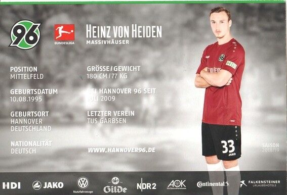 Autogramm Fussball | Hannover 96 | 2018 | Mike Steven BÄHRE